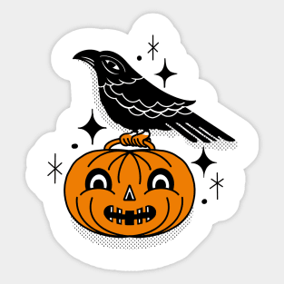 Happy Halloween pumpkin With crow Sticker